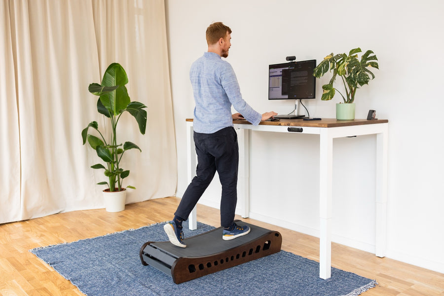 Dark wood, At a standing desk