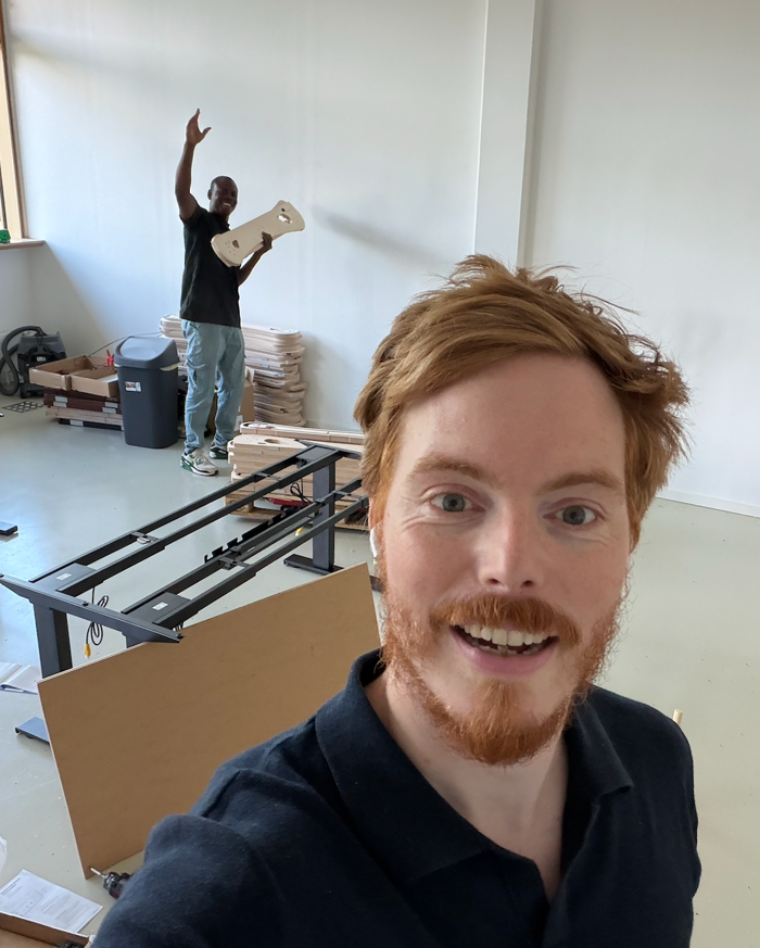 The Office Walker workshop after being set up