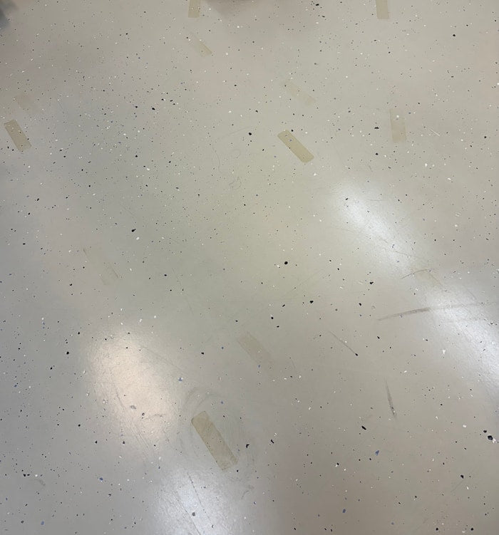 Marks left on the floor by the original rubber feet