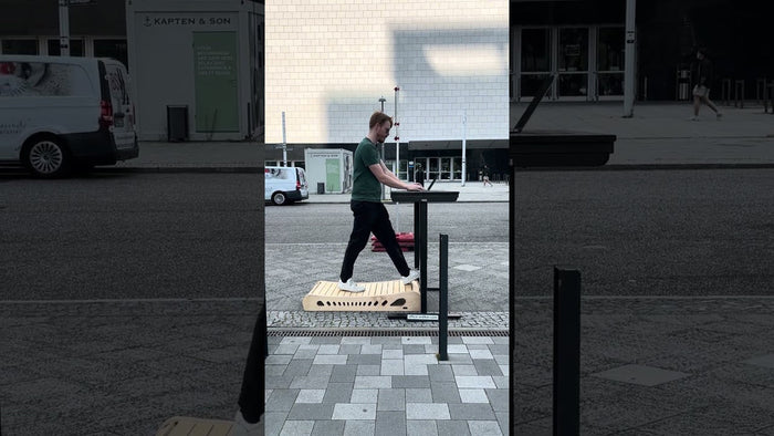 The Office Walker set up on a Berlin pavement with someone walking on it, a still from the video in this update