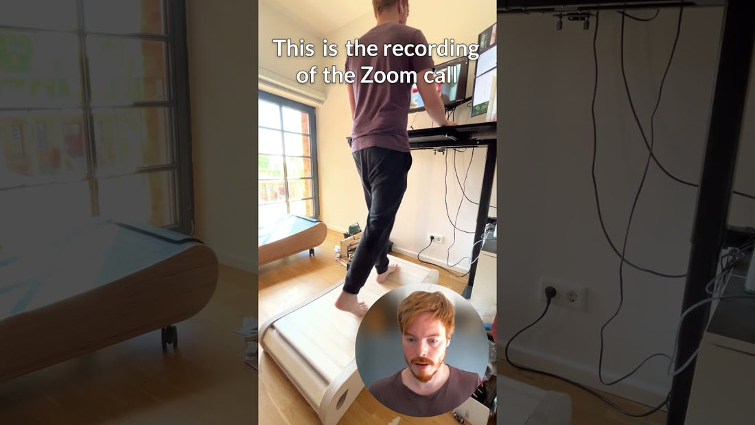 Testing how loud the Office Walker is during a Zoom call