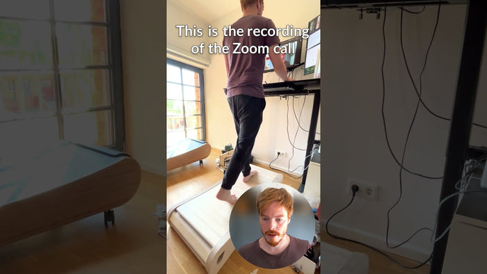 Testing how loud the Office Walker is during a Zoom call