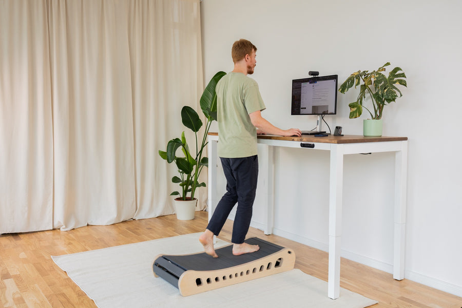 Natural and black, At a standing desk